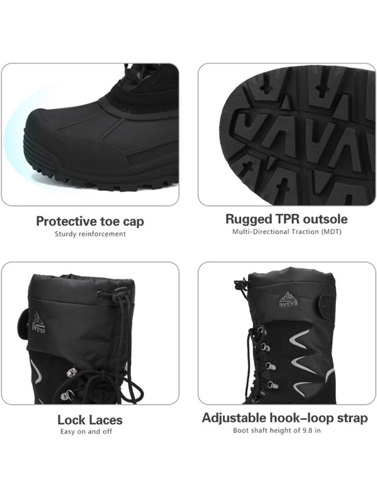 NORTIV 8 Men\'s Waterproof Winter Snow Boots Insulated Fur Liner Lightweight 12
